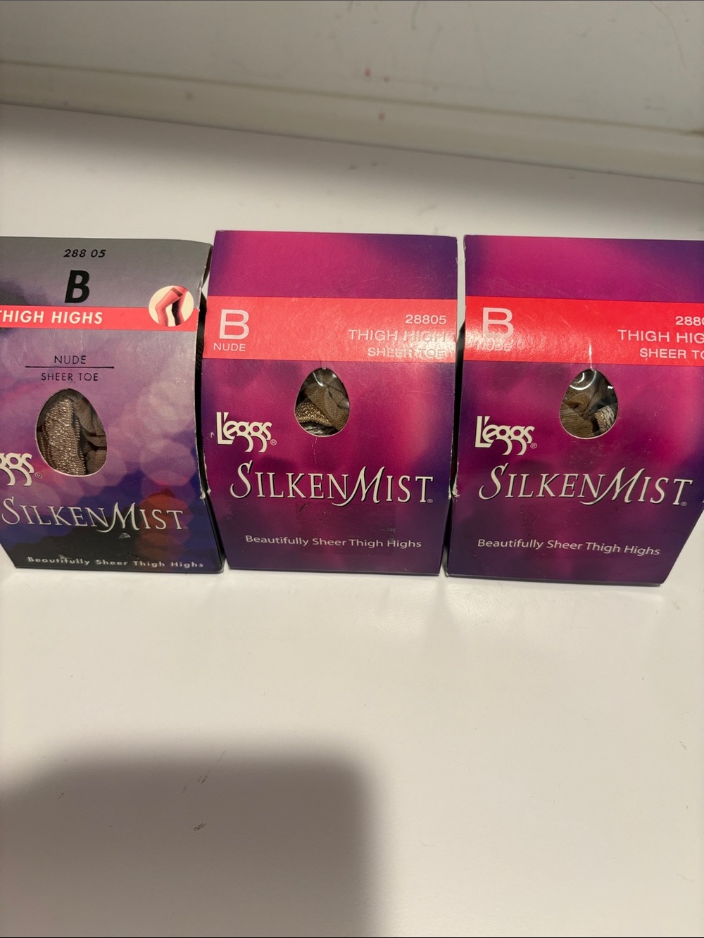 3 Pairs L’eggs SilkenMist Thigh Highs - Nude Size B